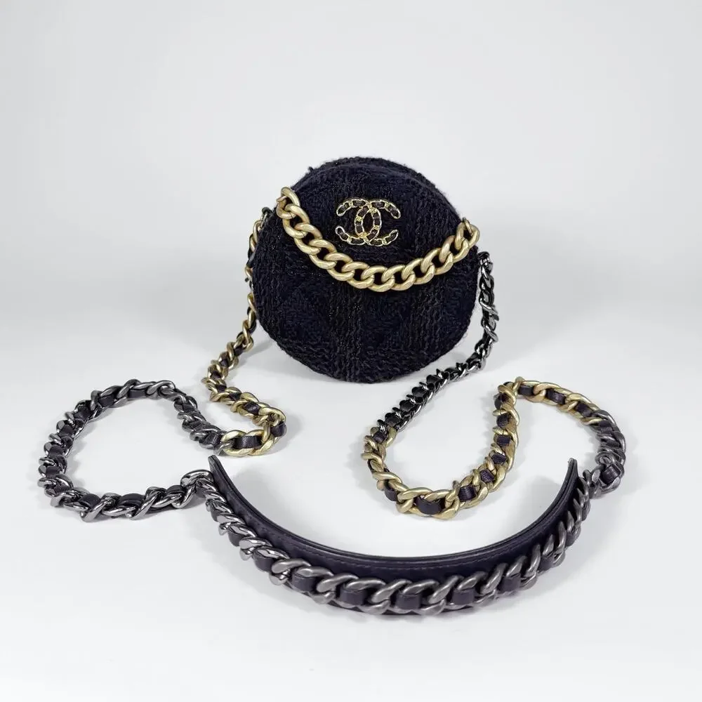 Chanel Round Tweed 19 Chain Shoulder Bag